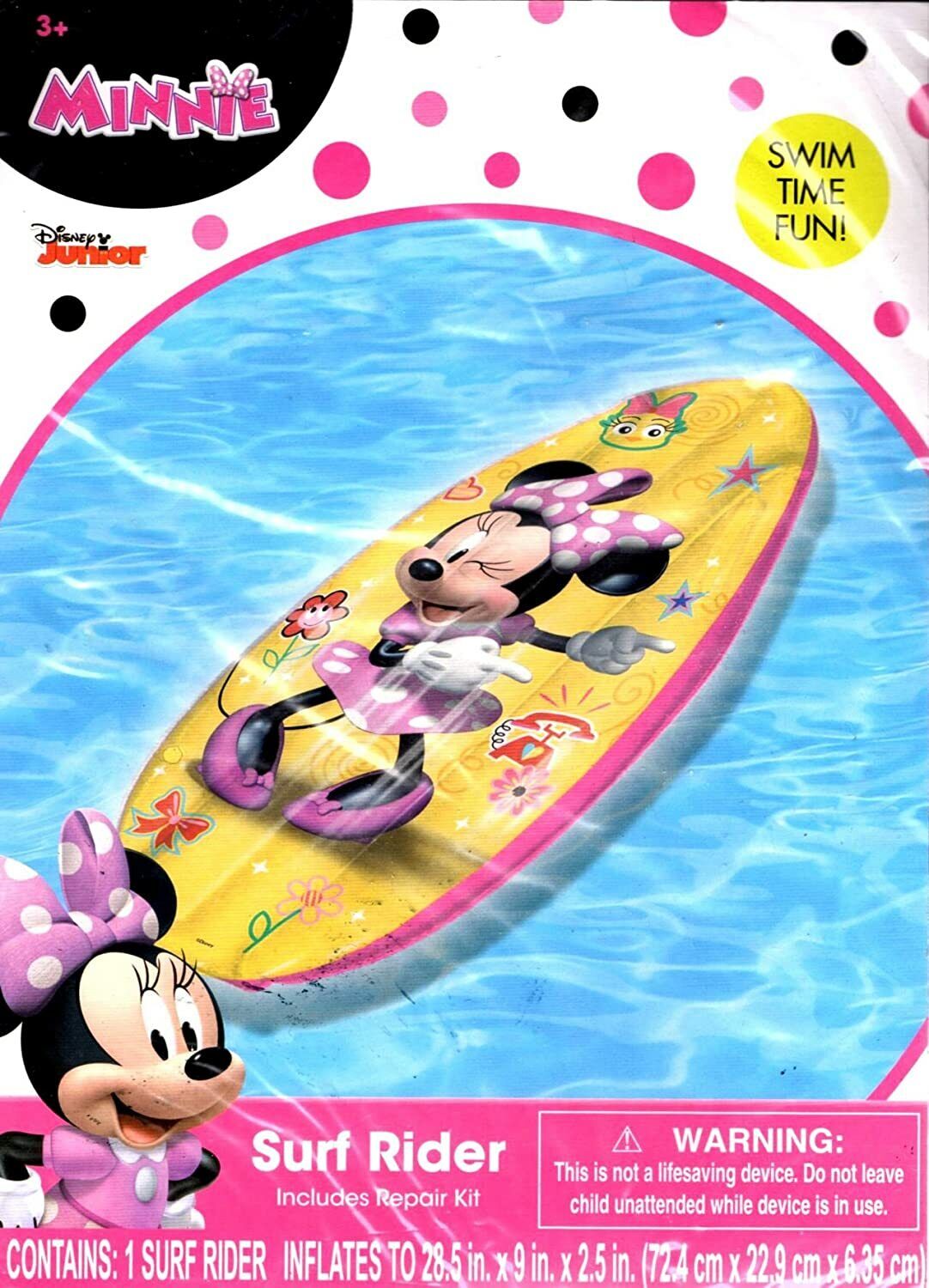 Disney Minnie - 17.5" Swim Ring & Surf Rider & Beach Ball - Includes Repair Kit