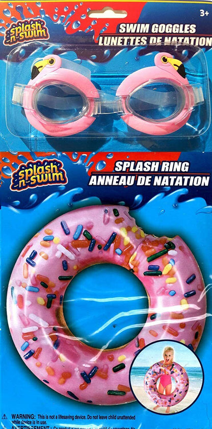 Splash-N-Swim - 26.5" Swimming Ring + Swim Goggles - Swim Time Fun! (2 Pack) -v3