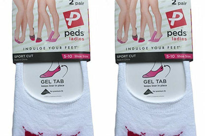 Peds Ladies Sport Cut with Gel Tab (Set of 2 Pack)