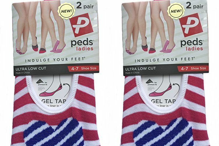 Peds Ladies Ultra Low Cut Liners with Heart Design (Set of 2 Pack)