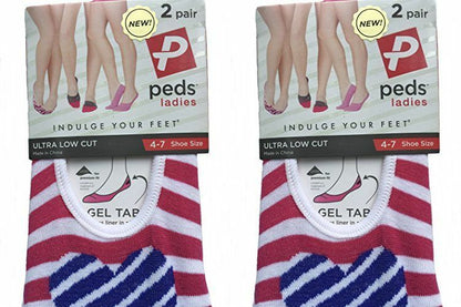 Peds Ladies Ultra Low Cut Liners with Heart Design (Set of 2 Pack)