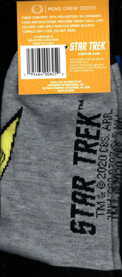 Star Trek Spock Men's Crew Socks Size 10 11 12 13