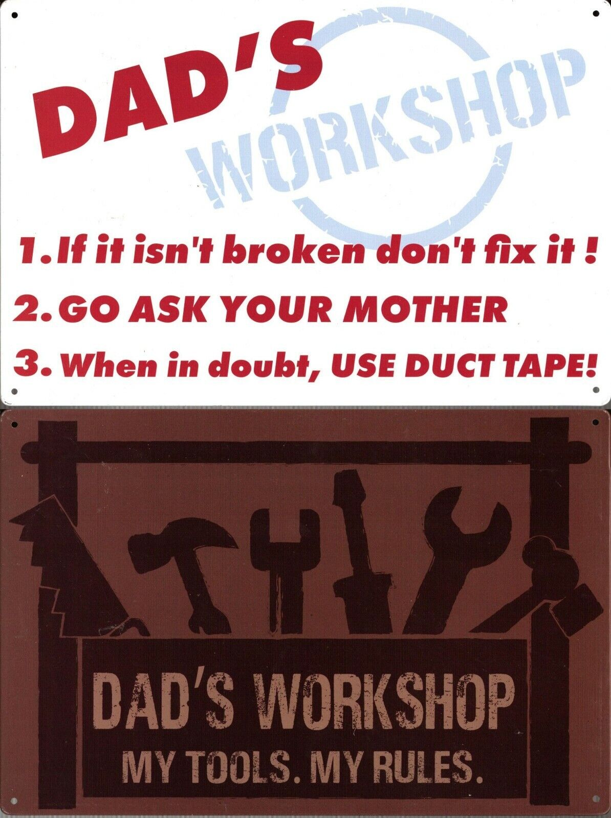 Metal Tin Signs - Dad's Workshop - Wall Decor Father's Day (Set of 2)