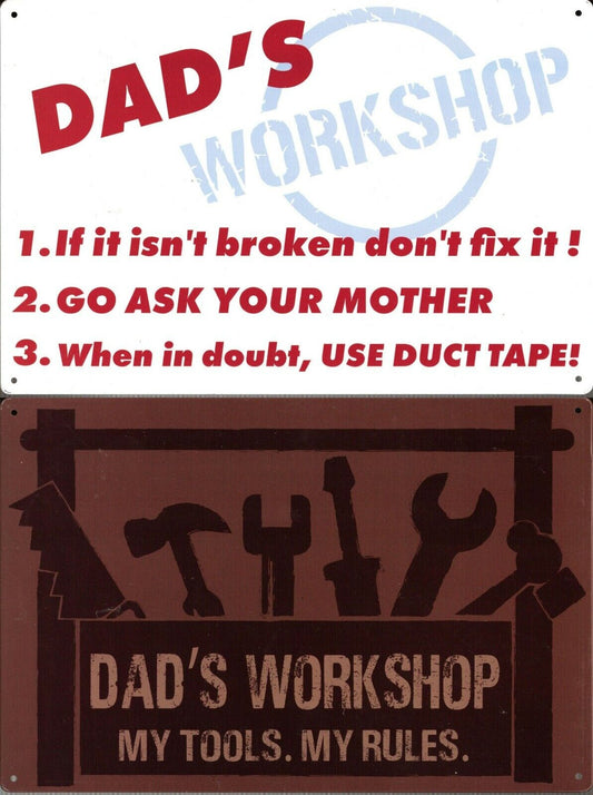 Metal Tin Signs - Dad's Workshop - Wall Decor Father's Day (Set of 2)