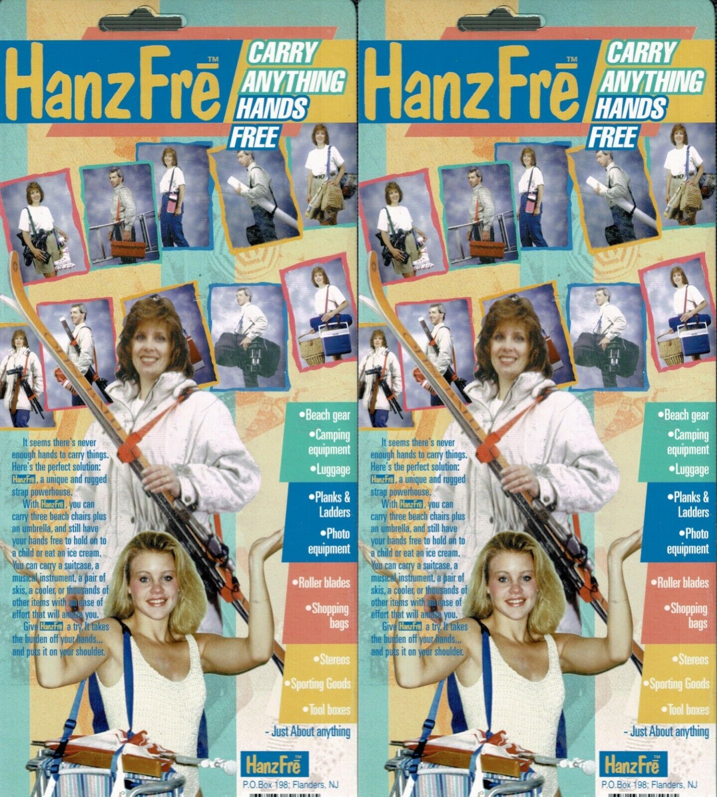 VINTAGE HanzFre (Hands Free) Carrying Straps 80s Funny Artwork New (Set of 2)