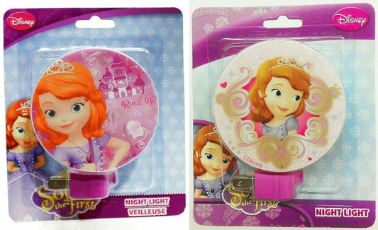 Round Cartoon Character Childrens Night Light Pincess Sofia (Set of 2)