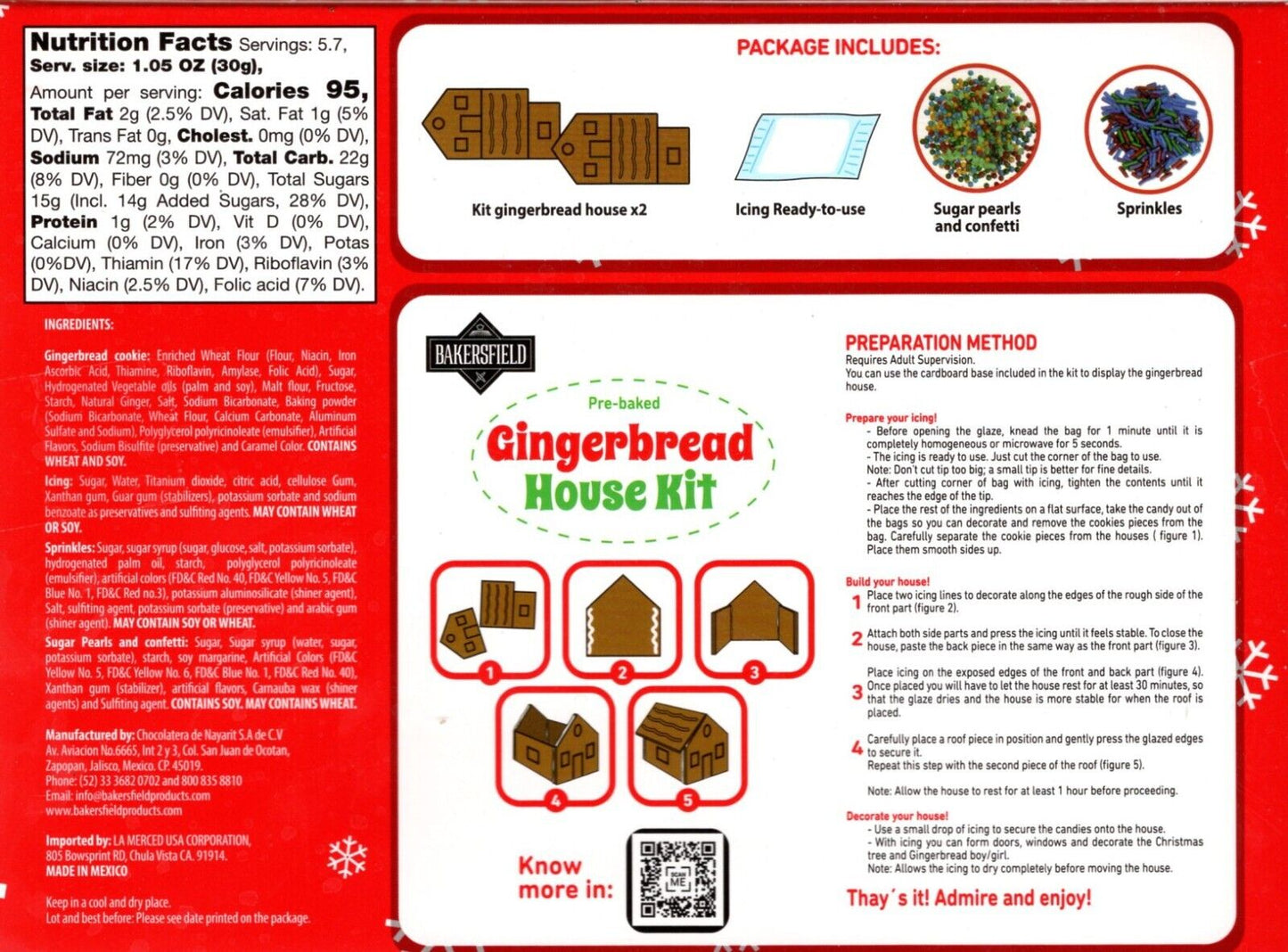 Bakersfield Pre-Baked Gingerbread House Kit 6 Oz (0.375 LB) Christmas