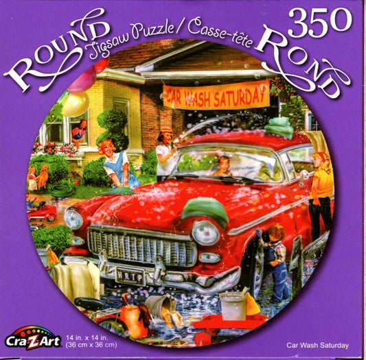 Car Wash Saturday - 350 Round Piece Jigsaw Puzzle