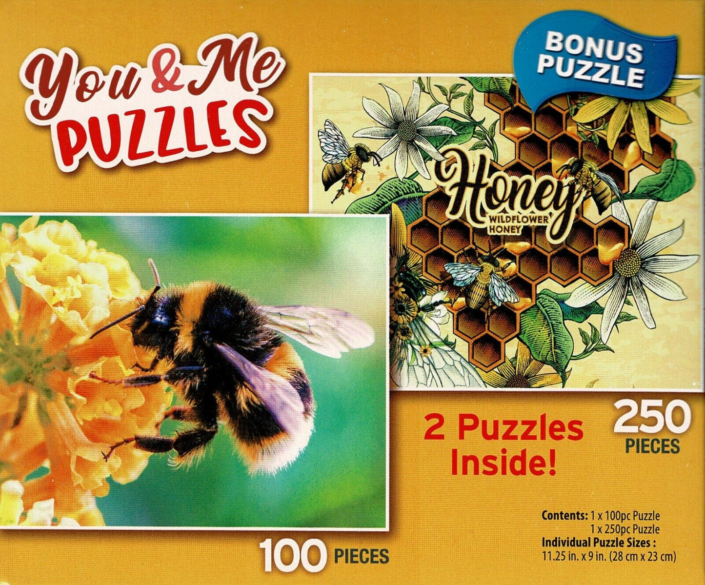 Fuzzy Bumblebee/Save The Bees - Total 350 Piece, 2 Puzzles Inside