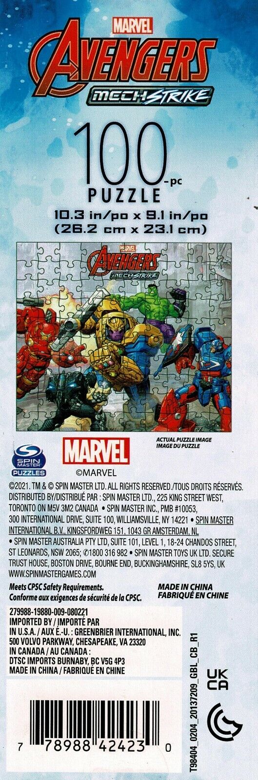 Marvel Avengers Mech Strike & Spider-Man - 100 Piece Jigsaw Puzzle (Set of 2)