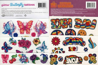 Savvi - Peace Love and Butterfly - 25 Classic Tattoos (Set of 2 Pack)