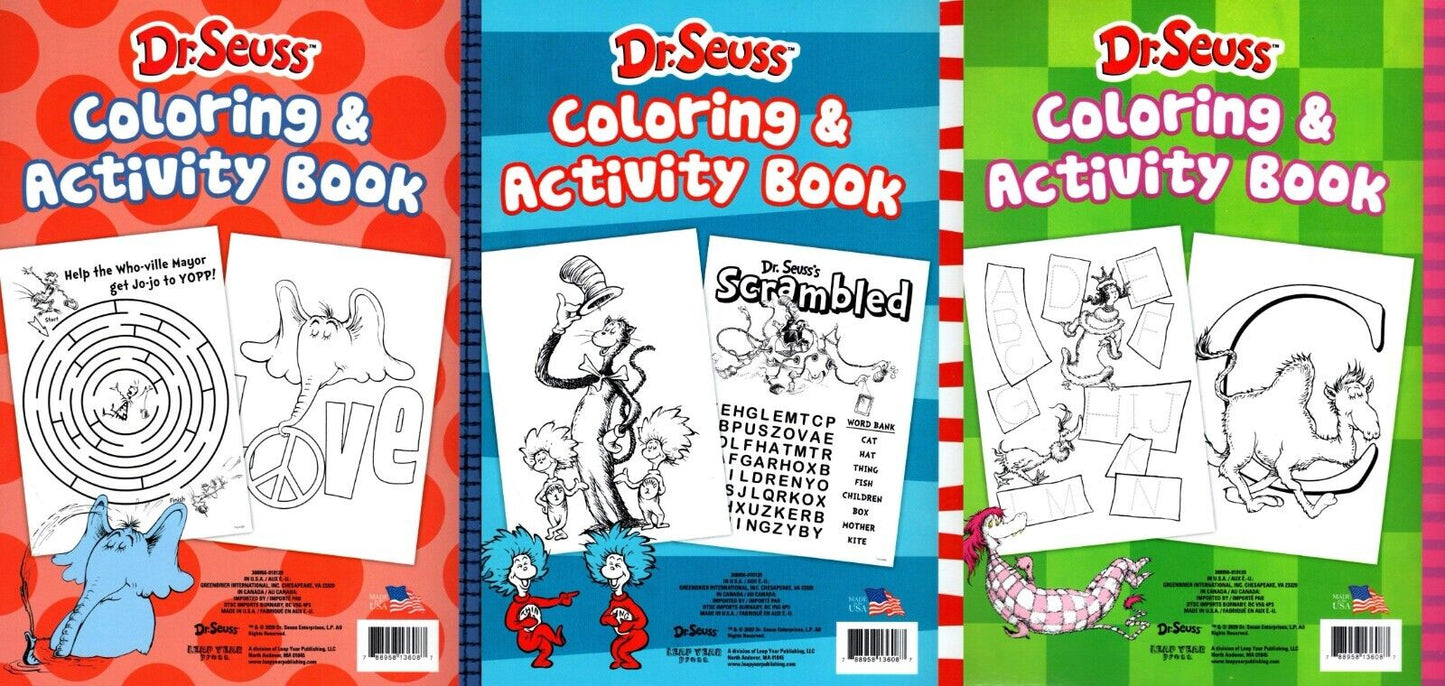 Dr. Seuss - The Cat in the Hat, A.B.C. and Horton Hears a Who! - Activity Book (Set of 3 Books)