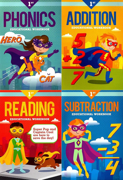 Homework Helper First Grade Educational Workbooks - Set of 4 Books - v2