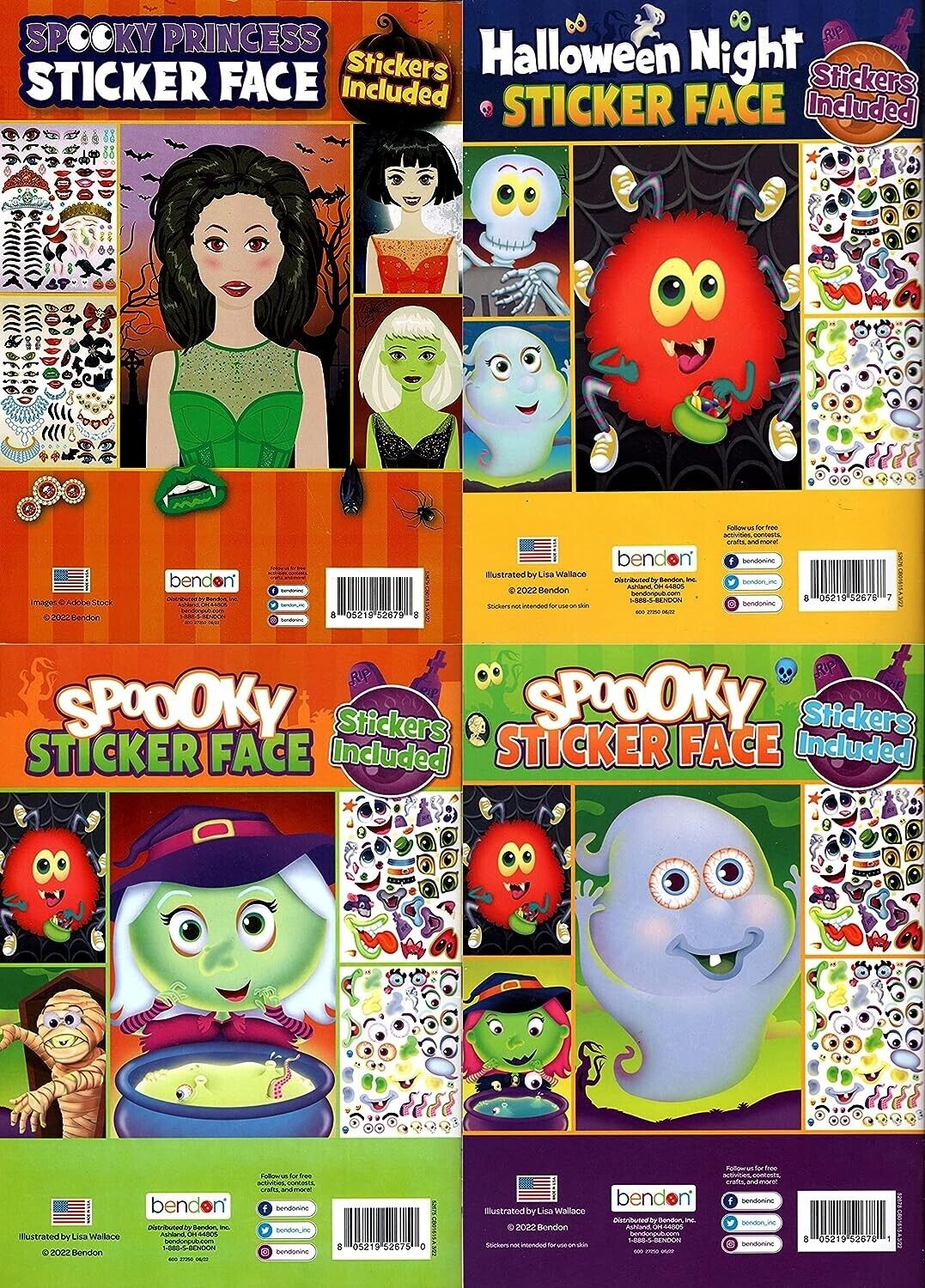 Spooky Sticker Face - Halloween Sticker Activity Book (Set of 4 Books)