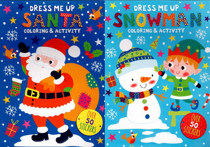 Dress Me Up - Snowman and Santa - Christmas Holiday - Activity Book Set of 2