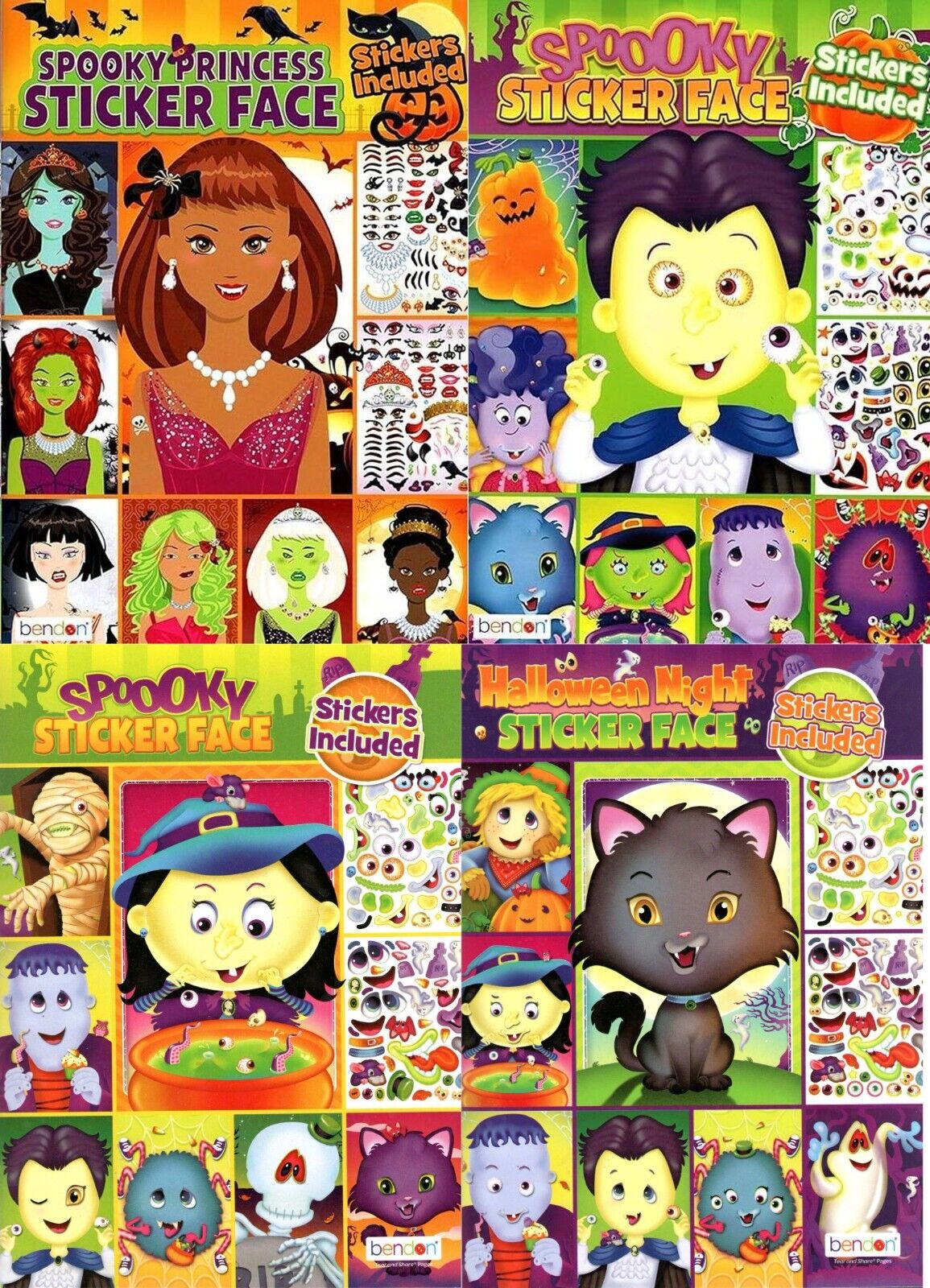 Spooky Sticker Face - Halloween Sticker Activity Book (Set of 4 Books)