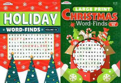 Large Print - Christmas Holiday - Word-Finds vol.15-16 (Set of 2 Books)