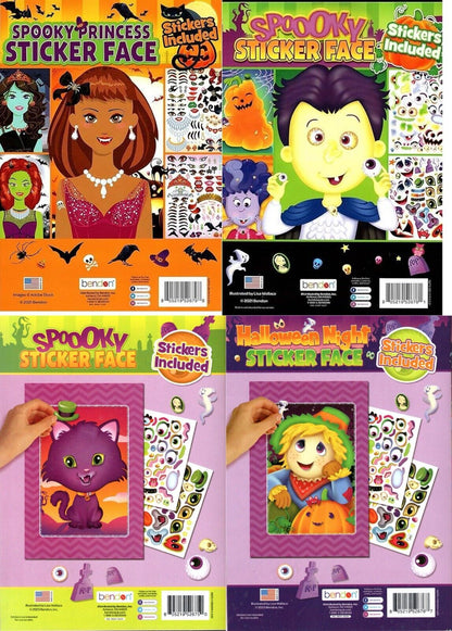 Spooky Sticker Face - Halloween Sticker Activity Book (Set of 4 Books)