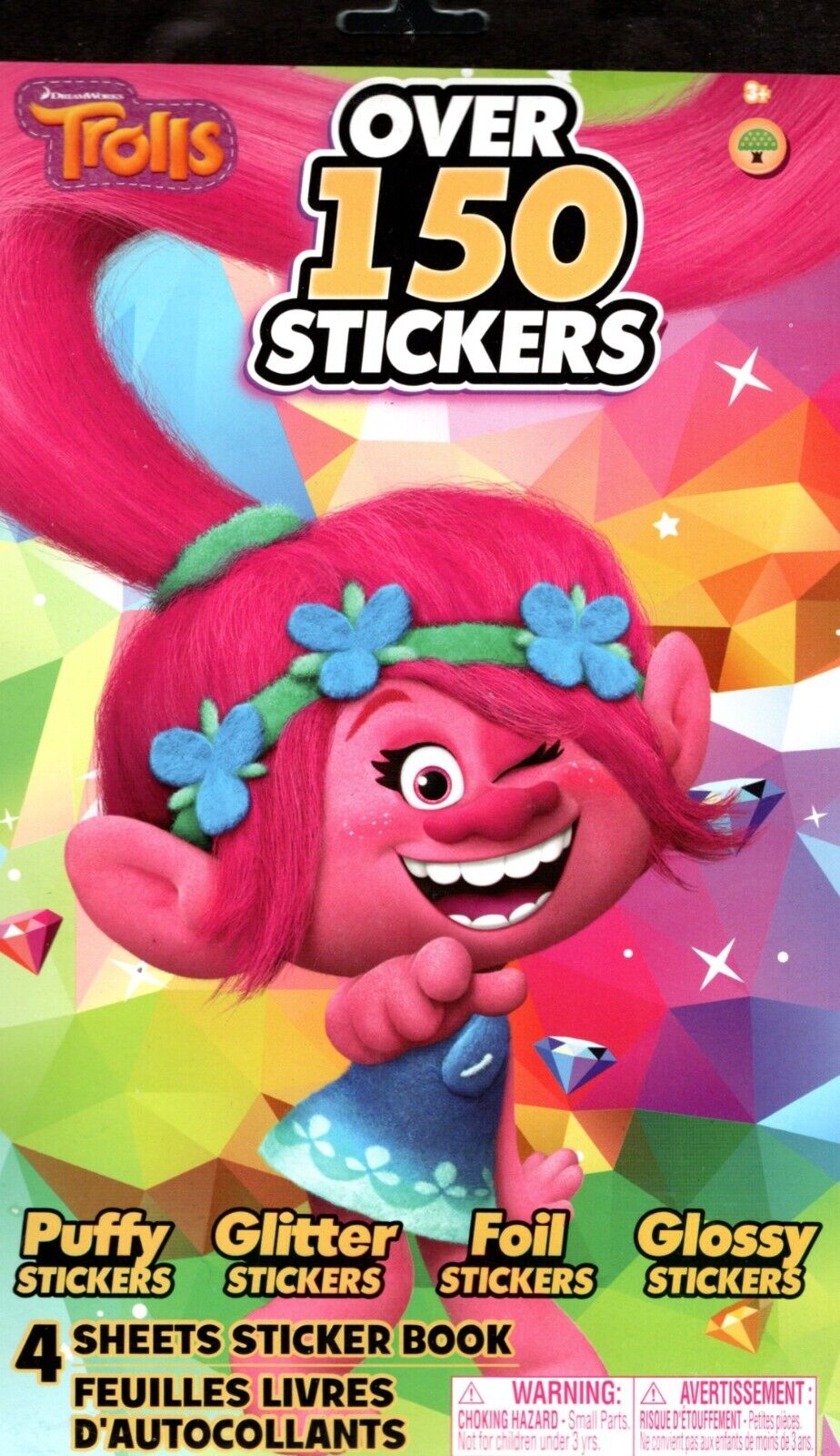 Trolls - Glitter, Puffy, Foil Stickers - Over 150 Stickers 4 Sheet Sticker Book