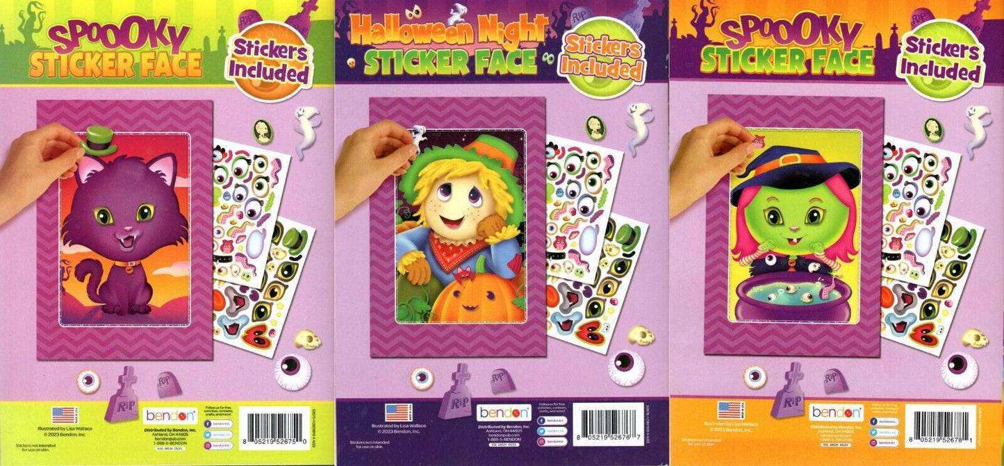 Spooky Sticker Face - Halloween Sticker Activity Book (Set of 4 Books) v3