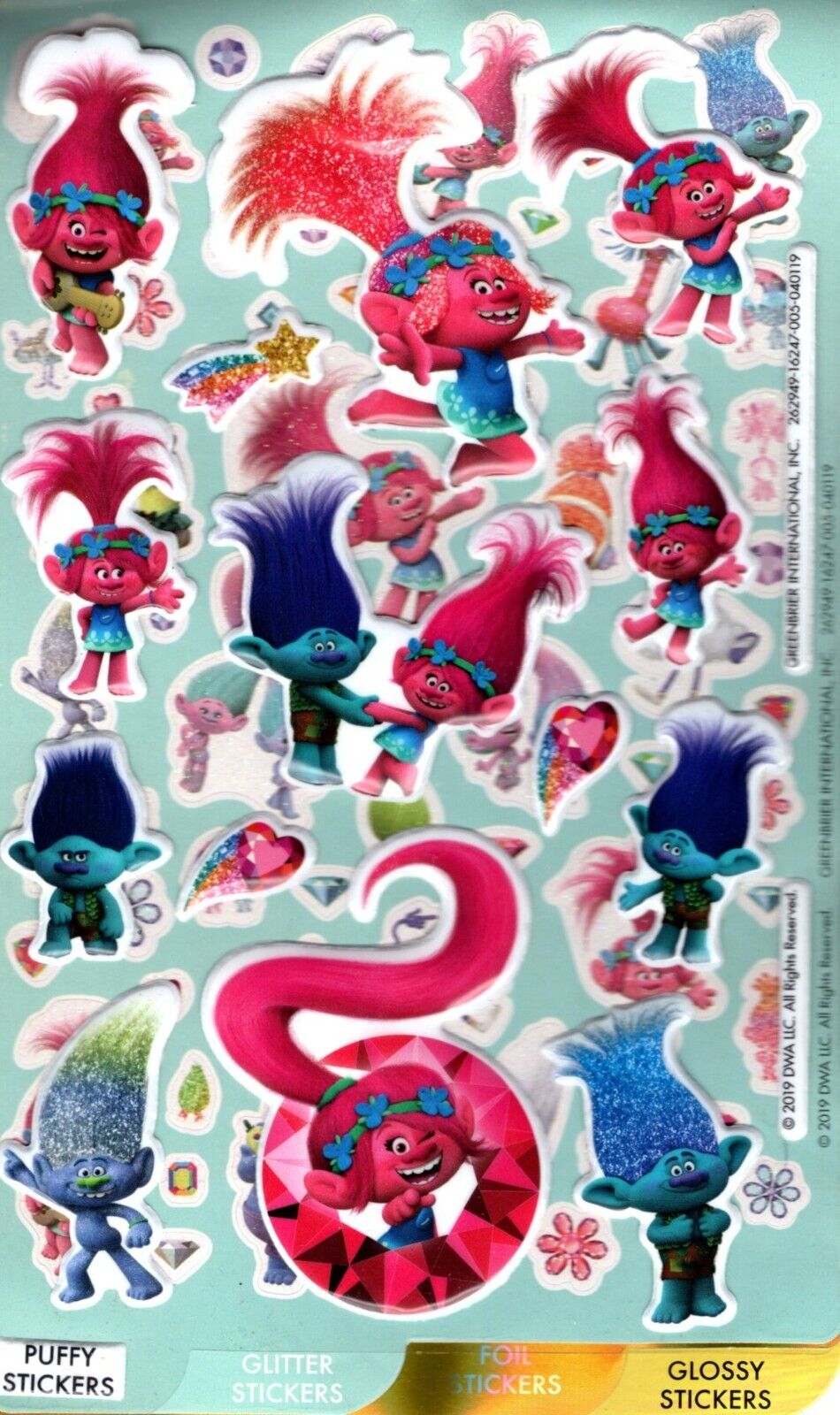 Trolls - Glitter, Puffy, Foil Stickers - Over 150 Stickers 4 Sheet Sticker Book