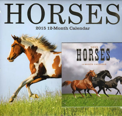 Horses 12 Month 2015 Calendar with 12 Month Mini Calendar