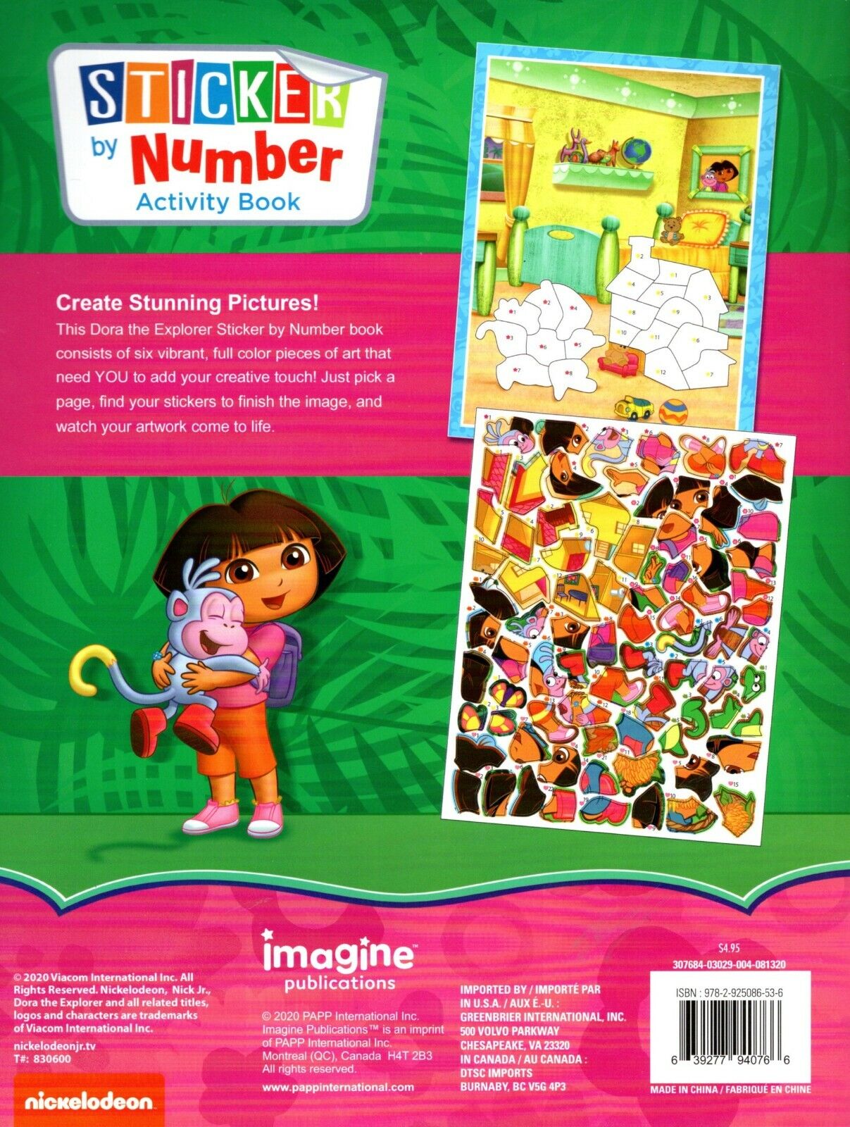 Nickelodeon Dora the Explorer - Sticker by Number Activity Book Over 160 Sticker