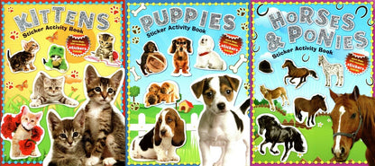 Horses & Ponies, Puppies, Kittens - Sticker Activity Book - More Than 100 Reusab