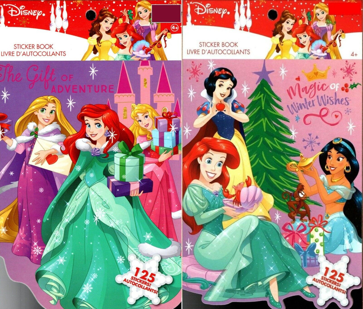 Holiday Christmas Sticker Books - Disney Princess 125 Stickers (Set of 2 Pack)