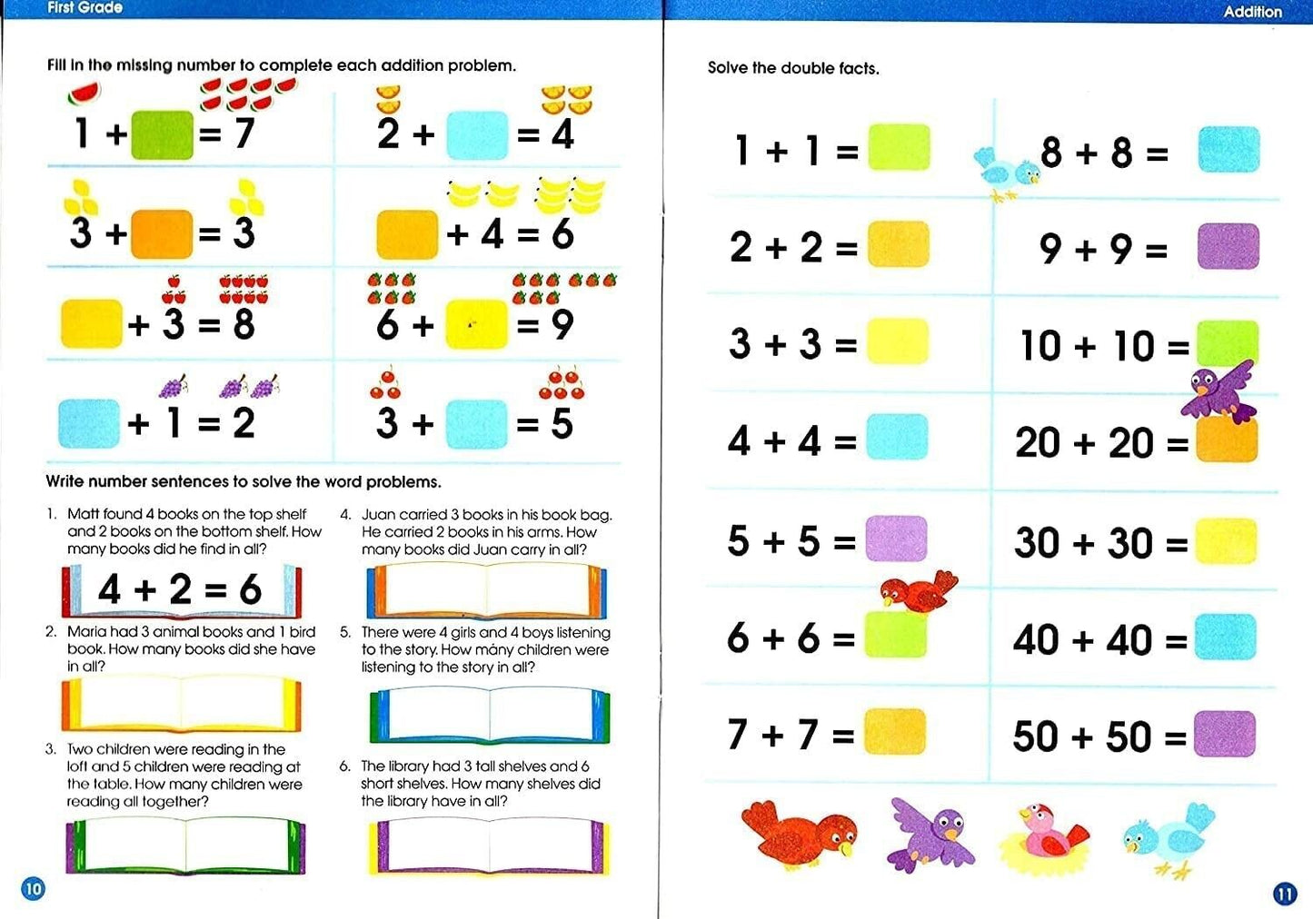 First Grade Educational Workbooks - Good Grades + Award Stickers and Charts Set