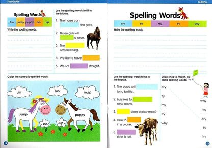 First Grade Educational Workbooks - Good Grades + Award Stickers and Charts Set