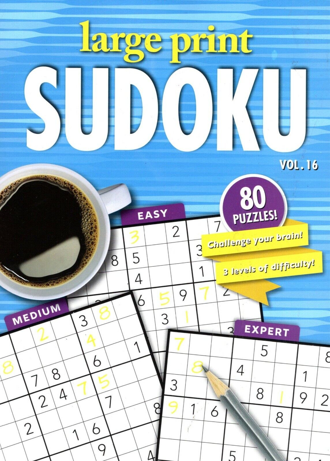 Large Print Sudoku Puzzle - Easy - Medium - Expert - Vol. 15 - 18 (Set of 4)