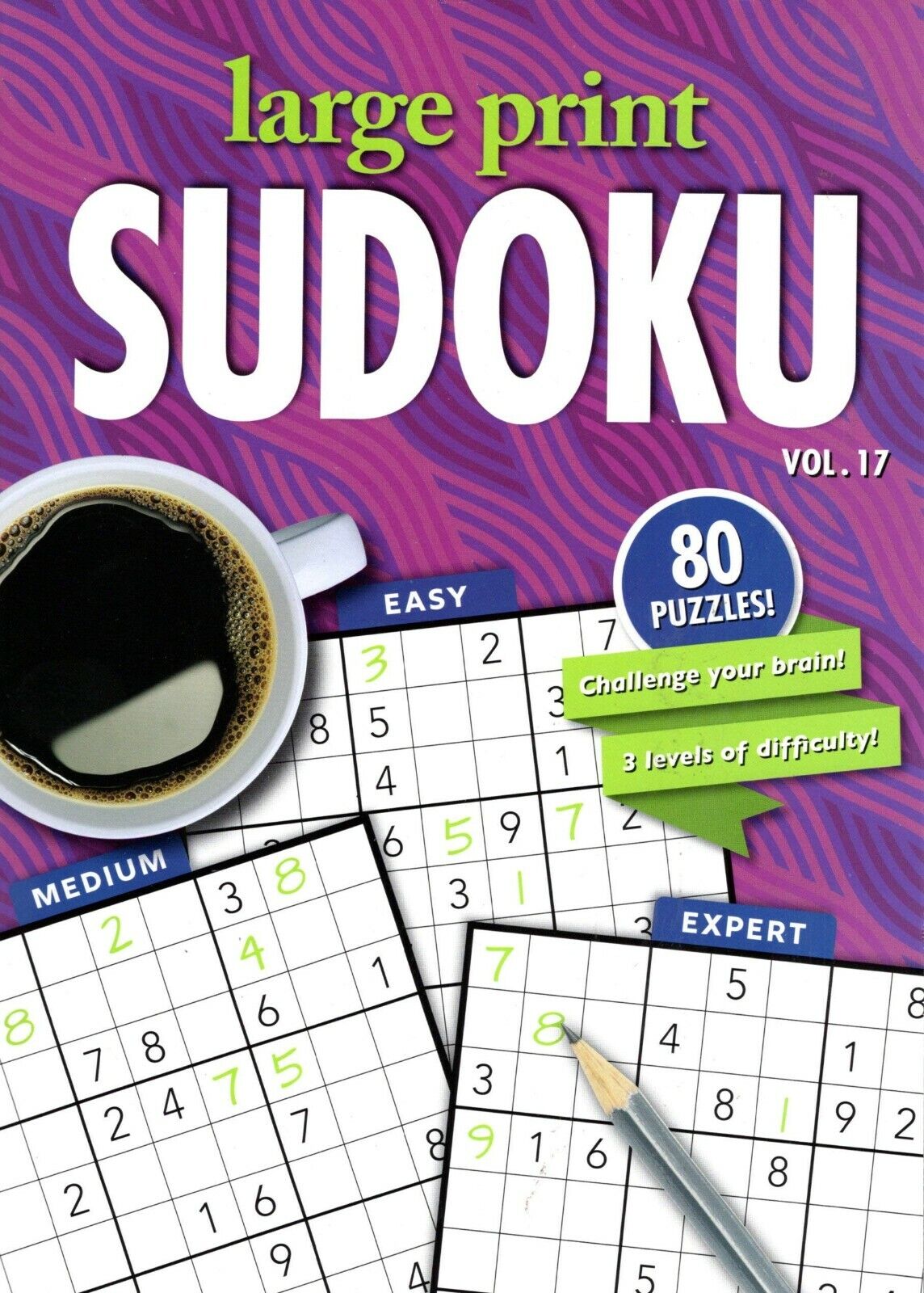 Large Print Sudoku Puzzle - Easy - Medium - Expert - Vol. 15 - 18 (Set of 4)