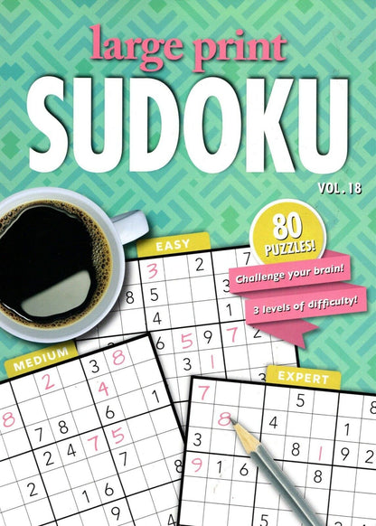 Large Print Sudoku Puzzle - Easy - Medium - Expert - Vol. 15 - 18 (Set of 4)