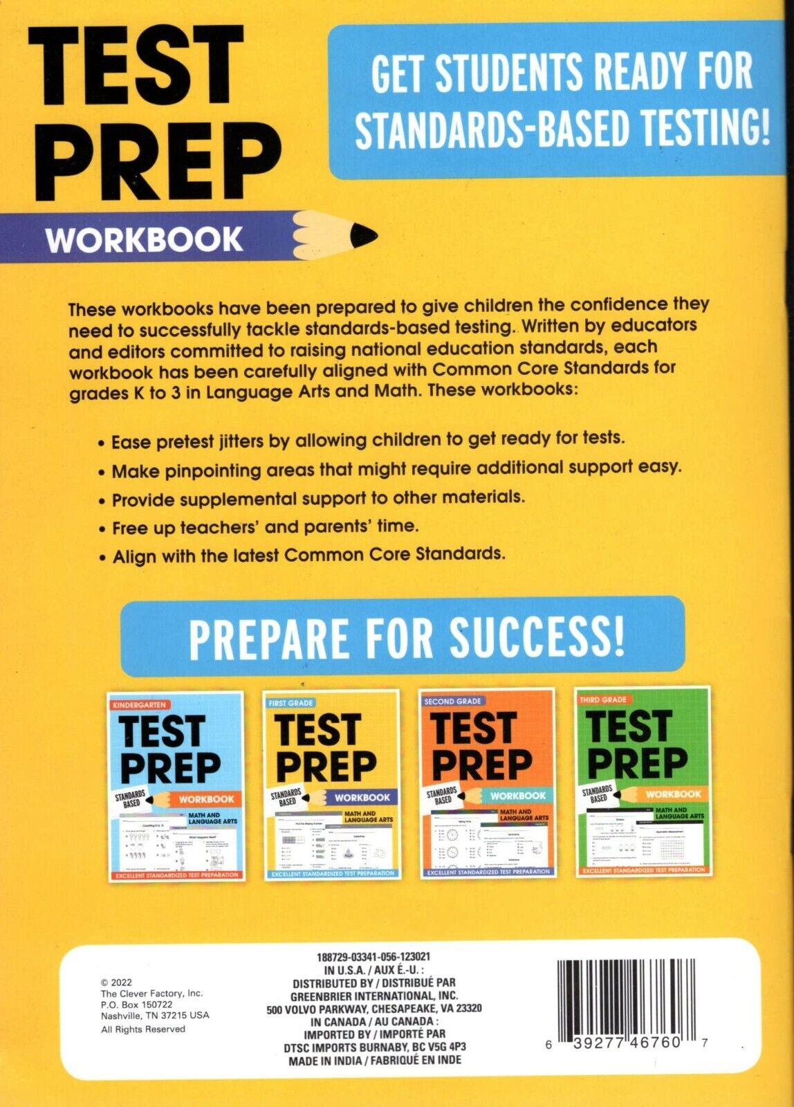 First Grade Math & Language Arts Test Prep Workbook v35