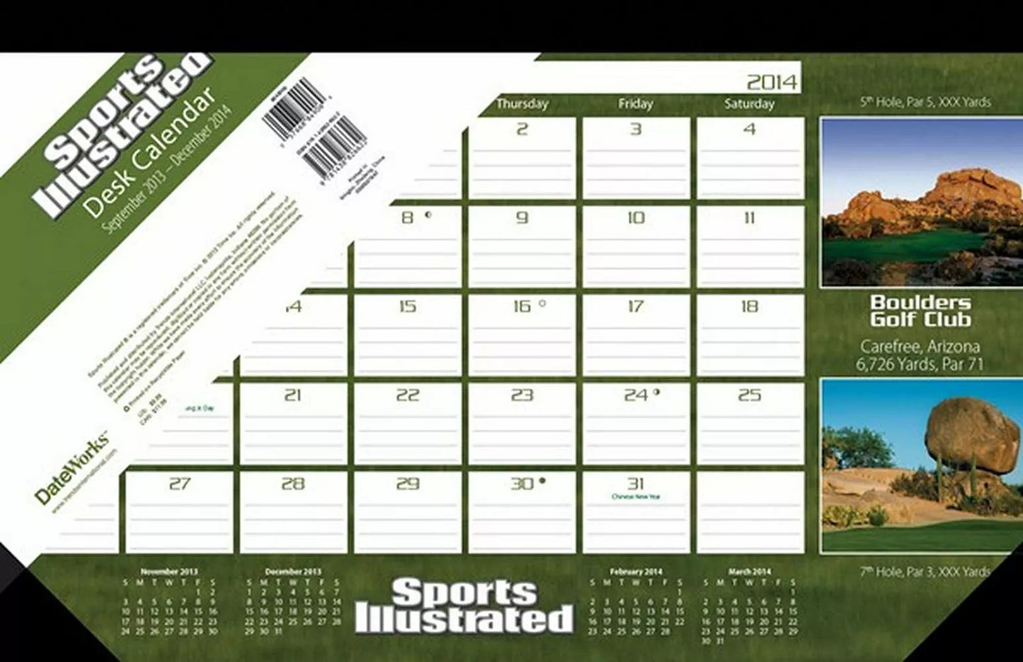 Sports Illustrated Golf Courses 2014 Desk Pad Calendar