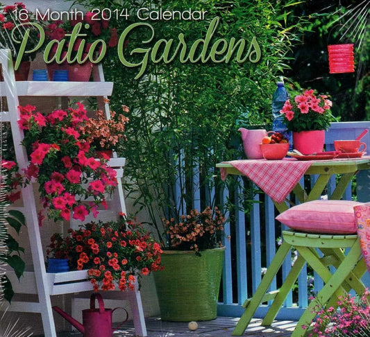 2014 - Patio Gardens - 16 Month Mini Wall Calendar - NEW - 5.25 X 5.25