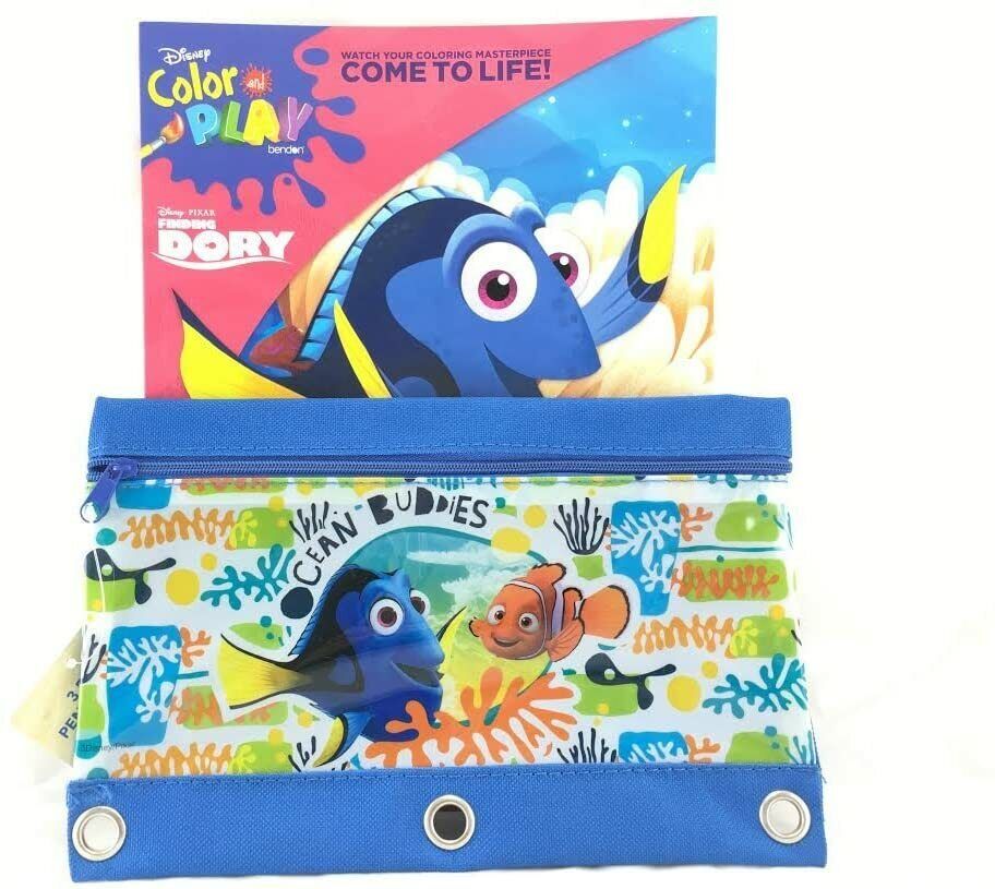 Disney Finding Dory & Nemo Coloring Activity Book Plus 3 Rings Pencil Case