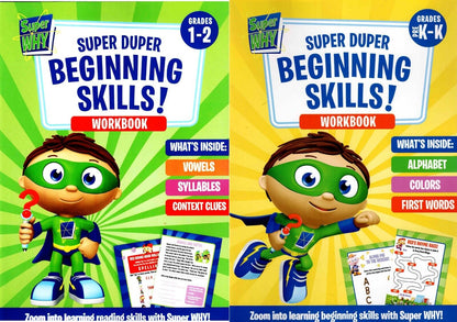 Super WHY Super Duper - Beginning Skills! - Grades PreK-K + Grades 1-2 Workbook