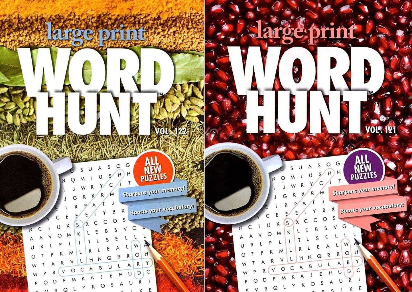 Large Print Word Hunt - All New Puzzles - Vol.121-122 (Set of 2 Books)