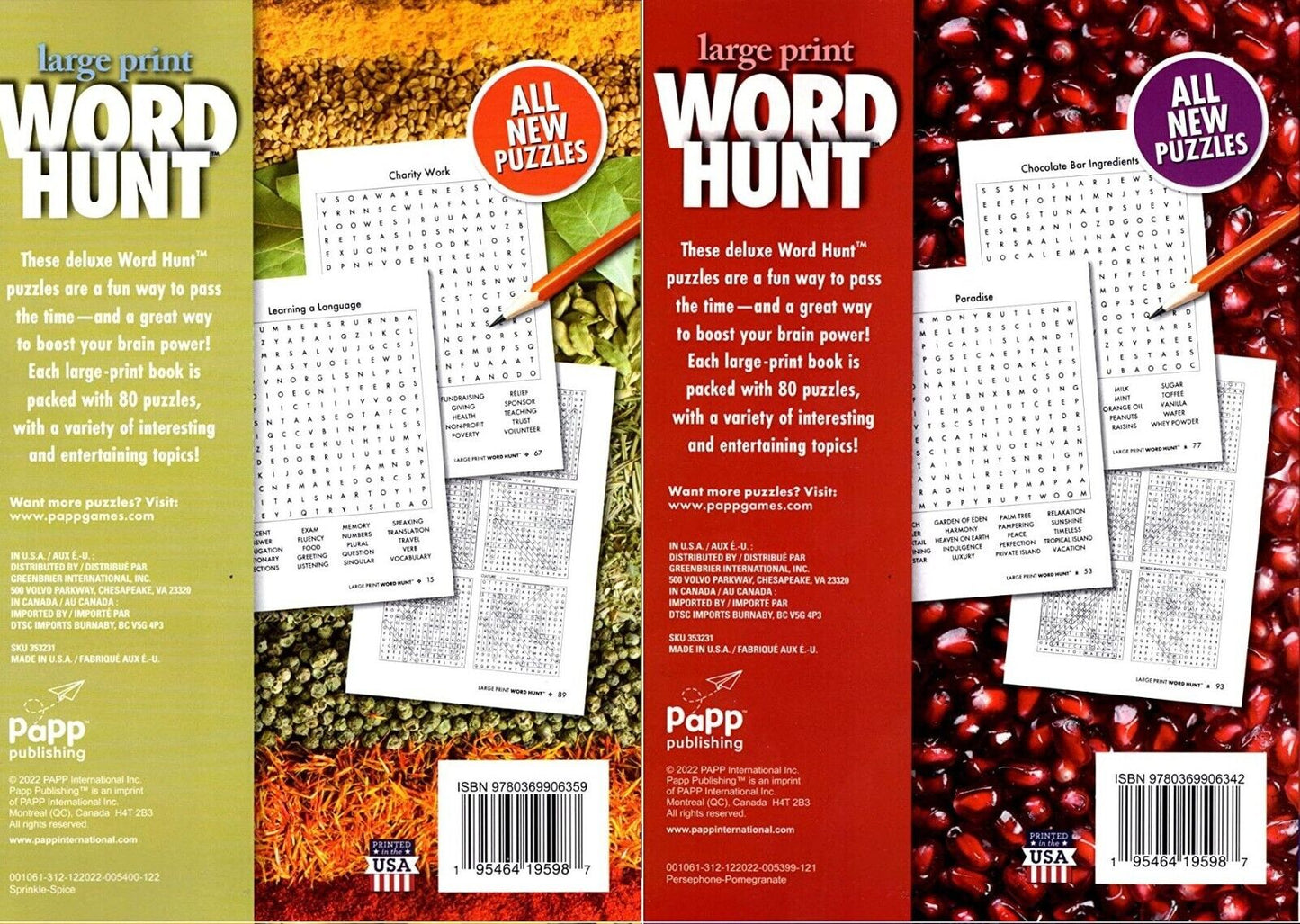 Large Print Word Hunt - All New Puzzles - Vol.121-122 (Set of 2 Books)