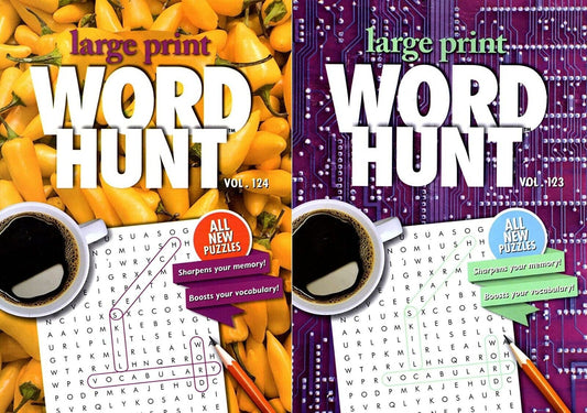 Large Print Word Hunt - All New Puzzles - Vol.123-124 (Set of 2 Books)