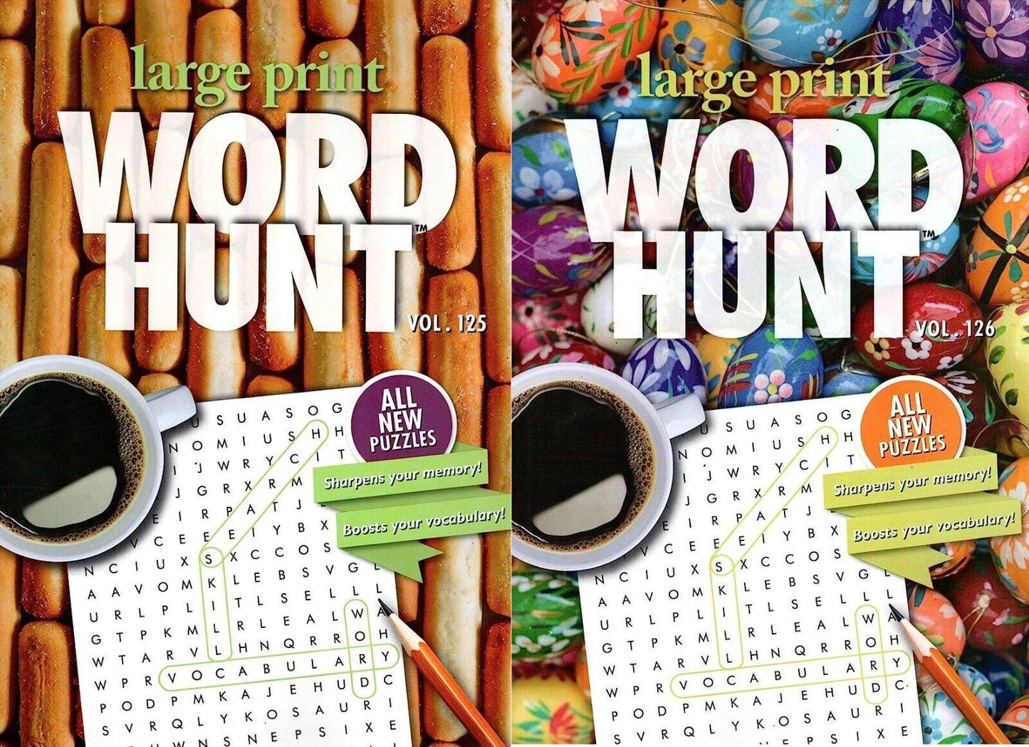 Large Print Word Hunt - All New Puzzles - Vol.125-126 (Set of 2 Books)