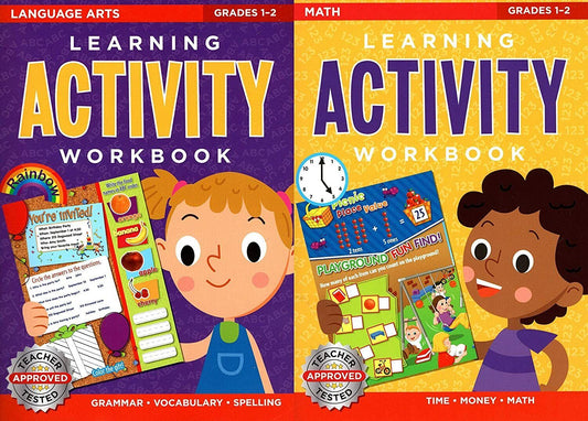 Learning Activity Workbook ( Set of 2 Workbooks Language Arts + Math - Grades 1 - 2