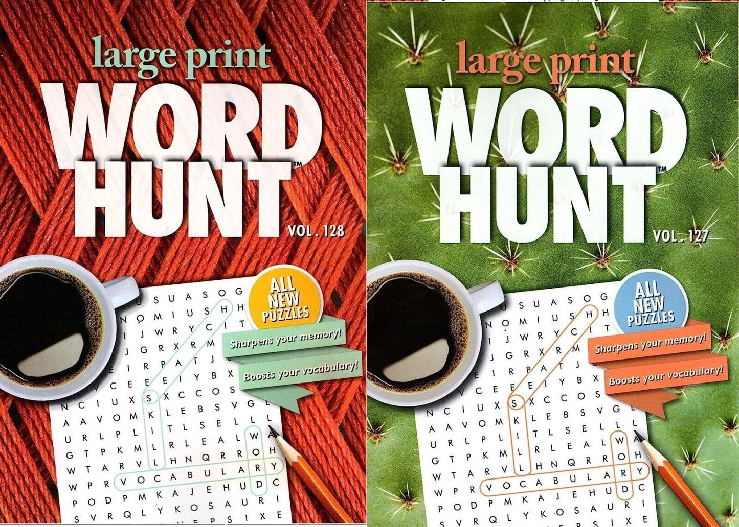 Large Print Word Hunt - All New Puzzles - Vol.127-128 (Set of 2 Books)