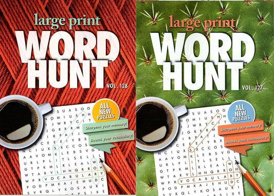 Large Print Word Hunt - All New Puzzles - Vol.127-128 (Set of 2 Books)