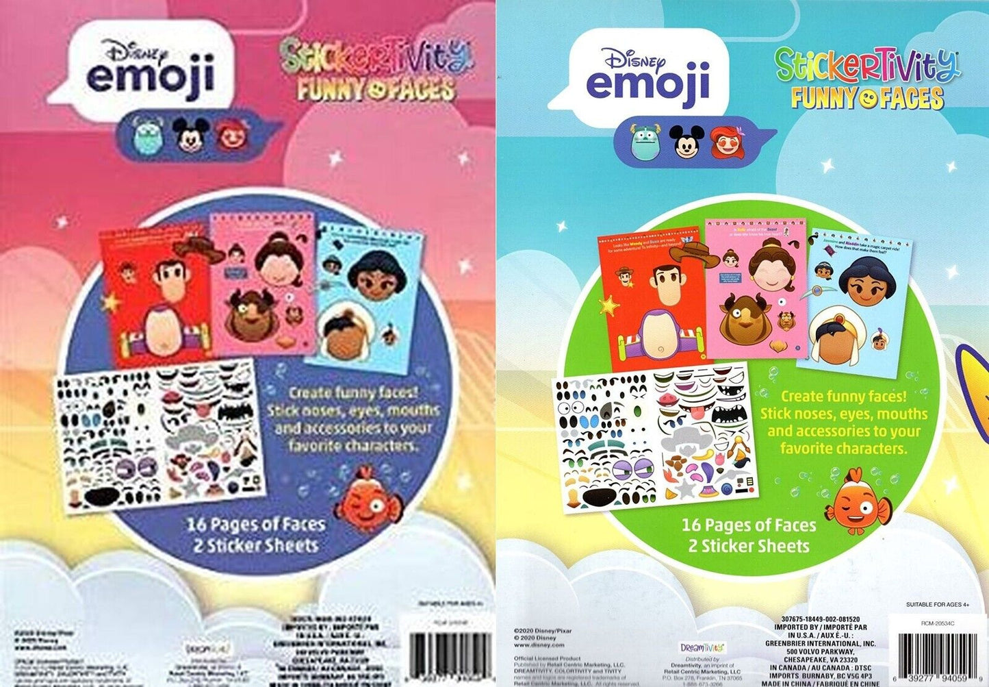 Disney Emoji - StickerTivity - Funny & Faces (Set of 2 Books) v3