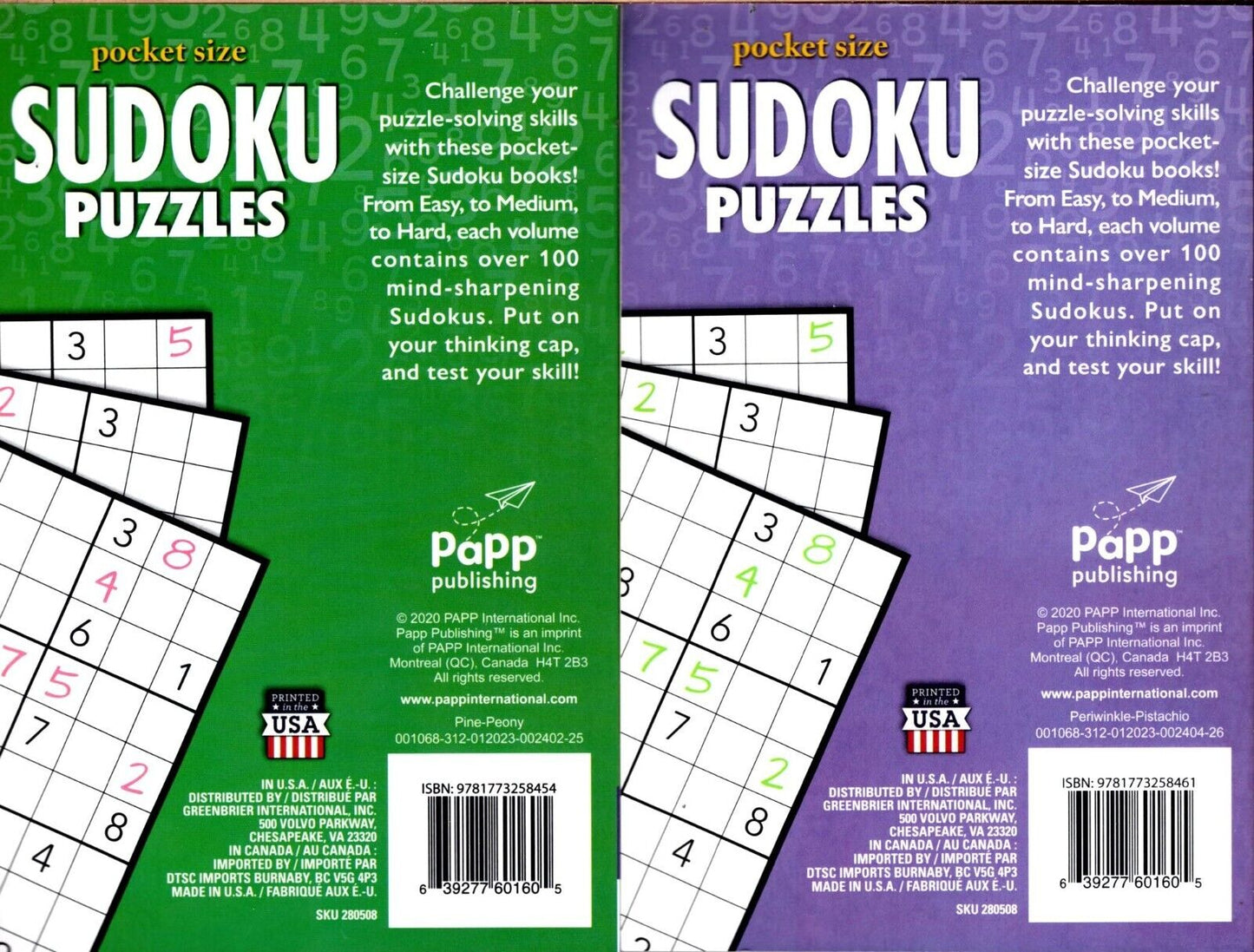 Large Print Pocket Size Sudoku Puzzles - Vol.25 - 28 (Set of 4 Books)