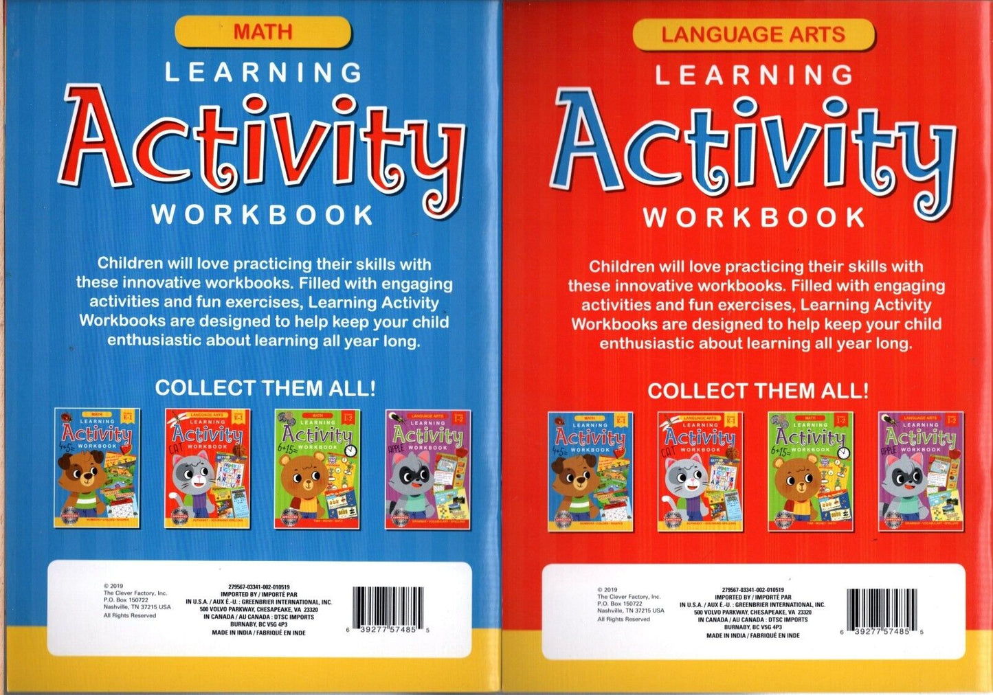 Learning Activity Workbook Grades K 1 + Math Grades K 1 - Teacher Approved Set