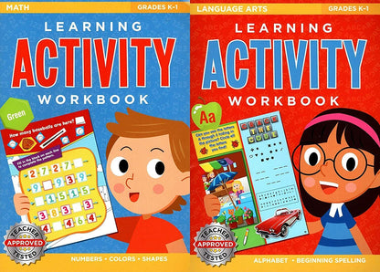 Learning Activity Workbook ( Set of 2 Workbooks Language Arts + Math - Grades K 1